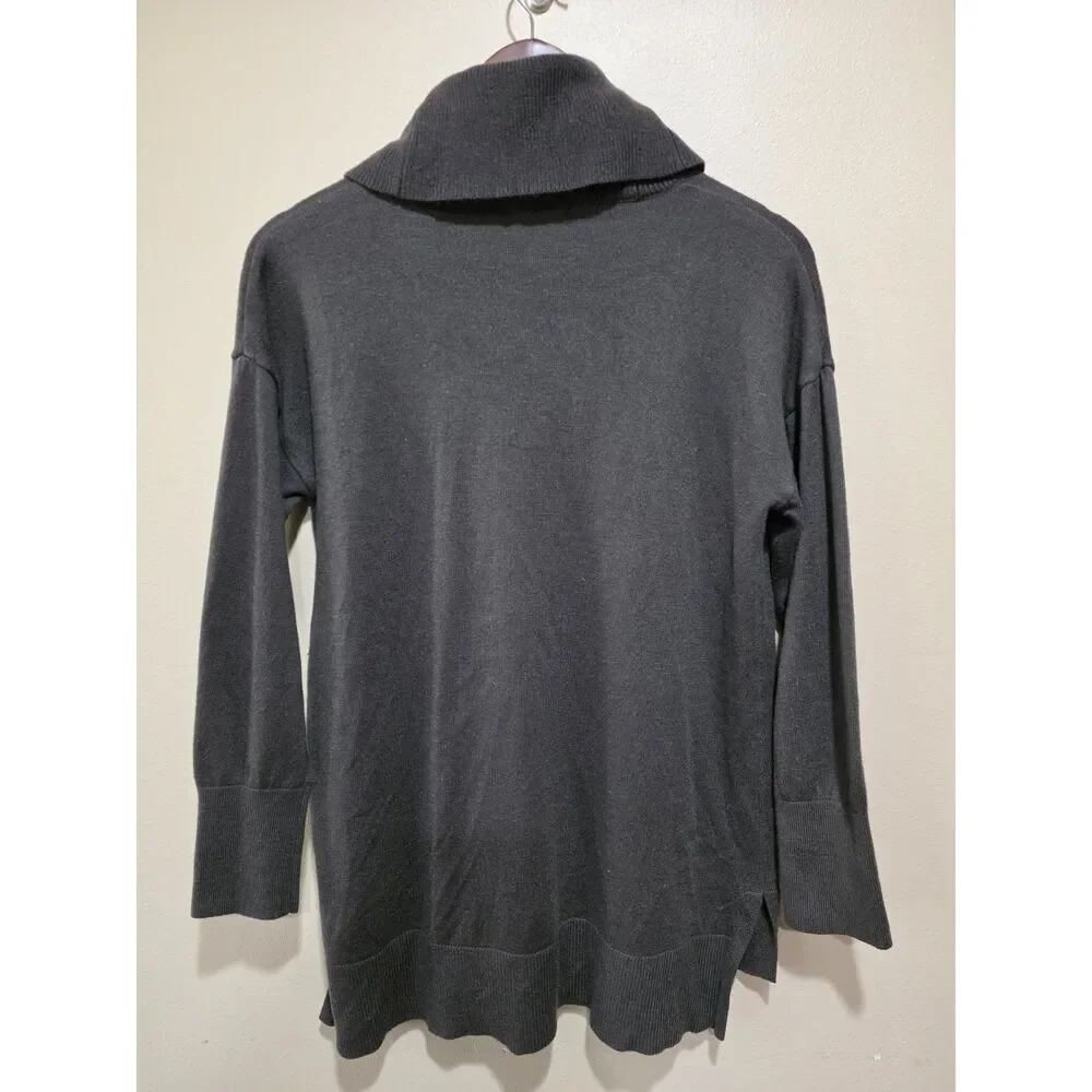 Premise Graphite Gray Cowl Neck Tunic Sweater M High Low Hem Tunic Knit Cozy